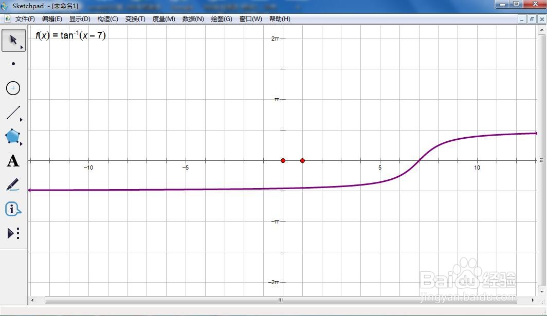 如何绘制f(x)=arctan(x-7)函数及其图像
