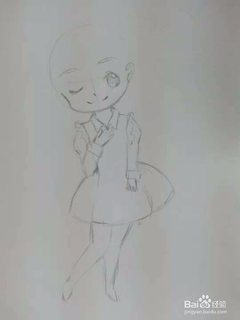 卡哇伊Q版漫画少女手绘线稿教程