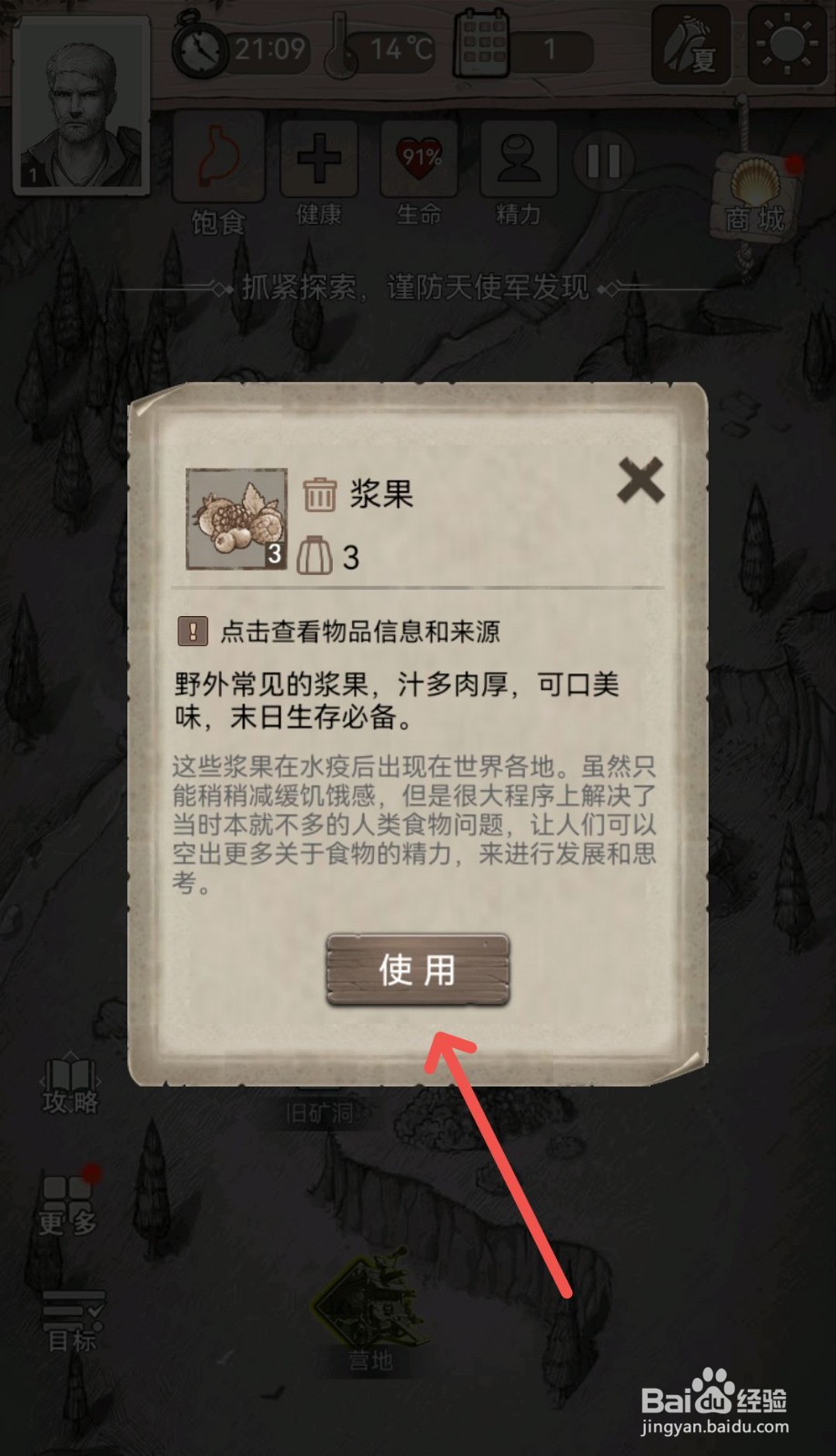 荒野日记怎么使用浆果提供饱腹感