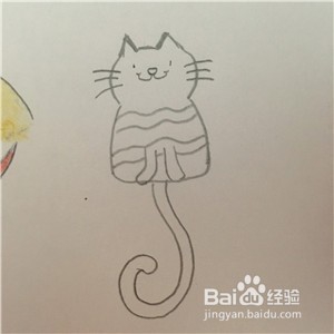 怎么画一只波浪条纹小猫