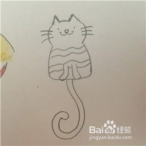 怎么画一只波浪条纹小猫？