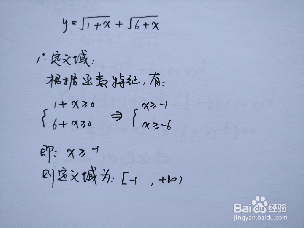 函数y=√(1+x)+√(6+x)的图像