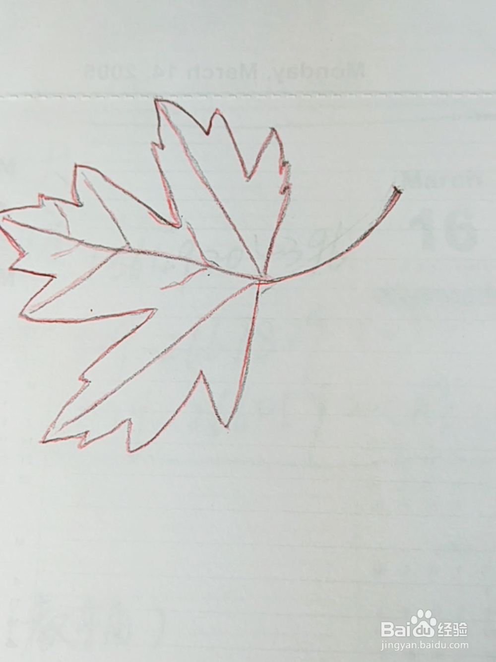 简笔画：红色枫叶画法