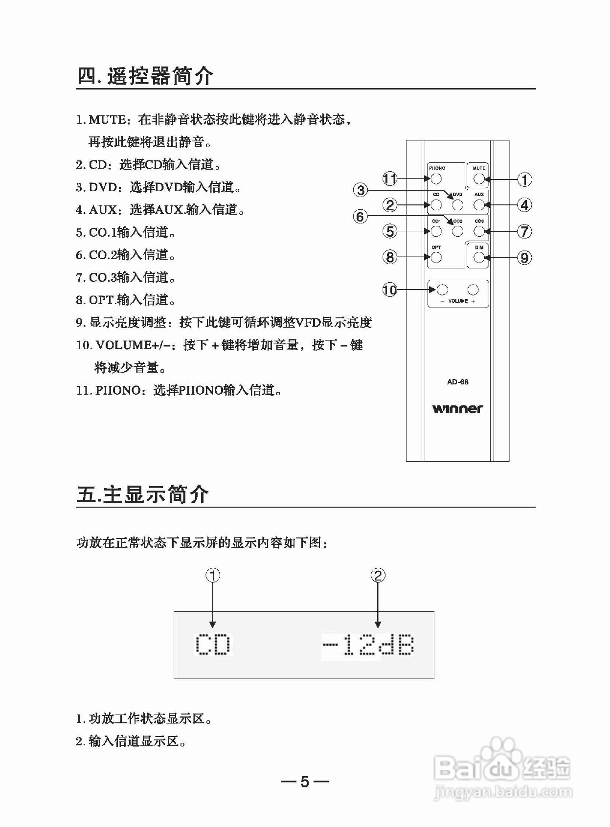 天逸AD-68 HI-FI功放使用说明书