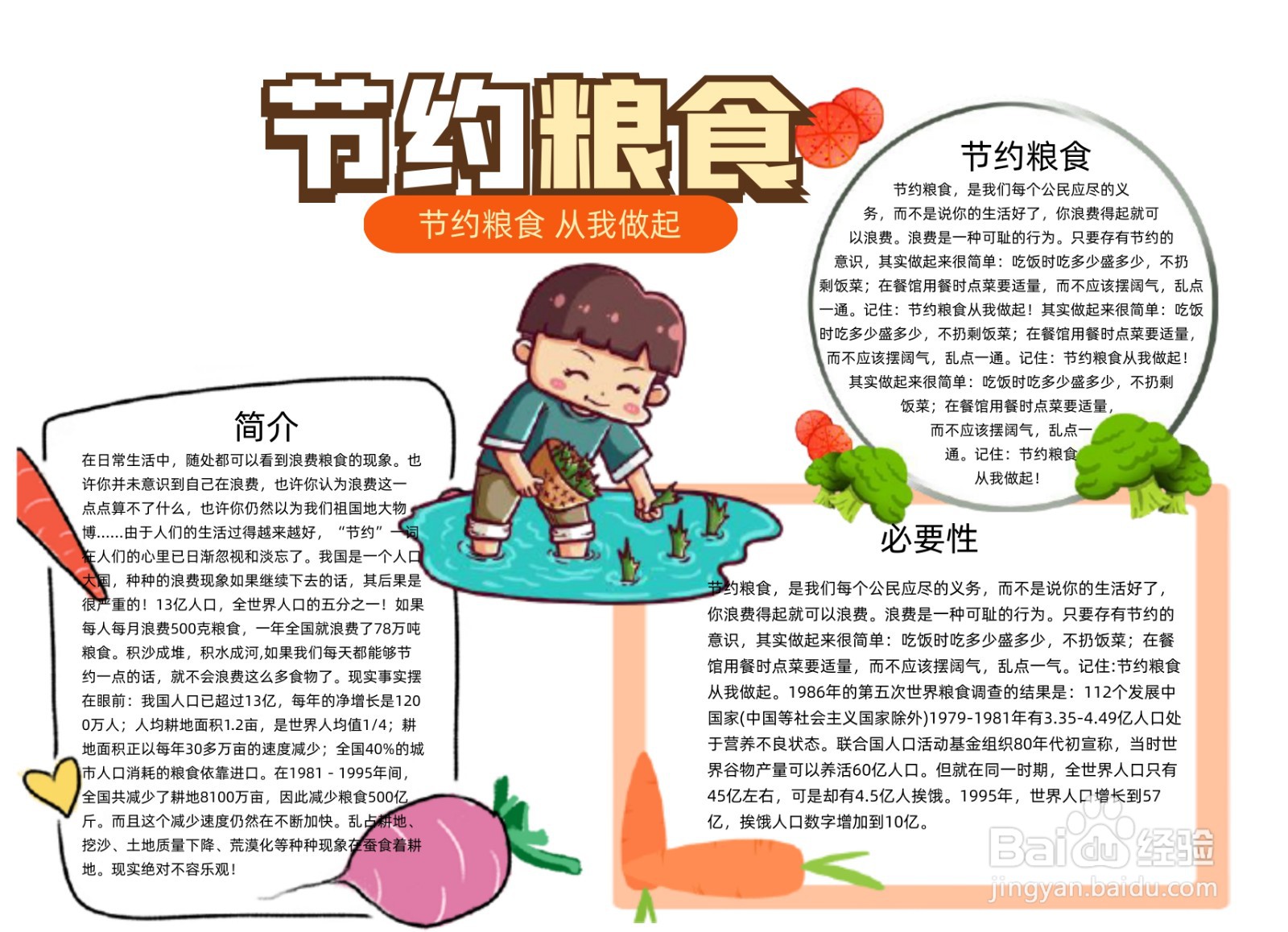 节约粮食手抄报