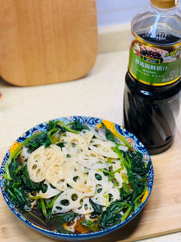 凉拌捞汁菠菜莲藕