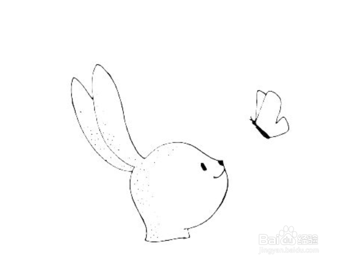 如何画捕蝴蝶的兔子简笔画