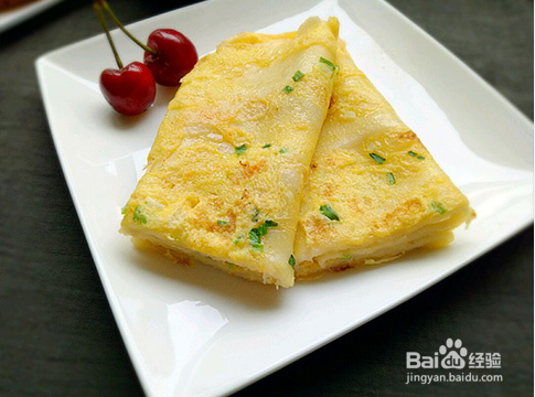 葱花鸡蛋：饼配上小菜，米粥，营养又简单的早餐