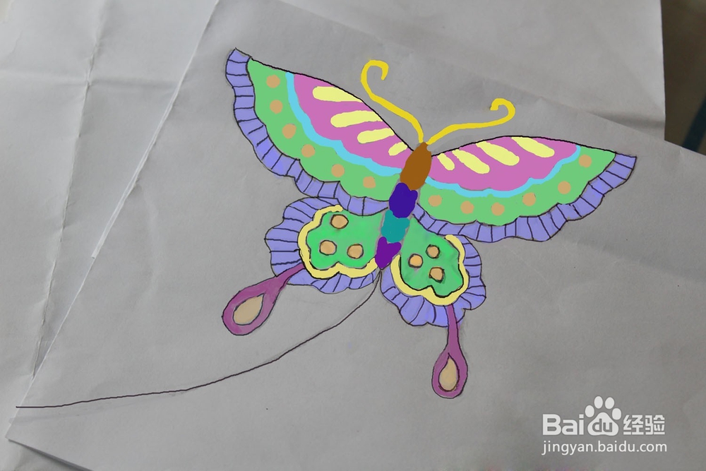 <b>儿童画蝴蝶风筝的画法</b>