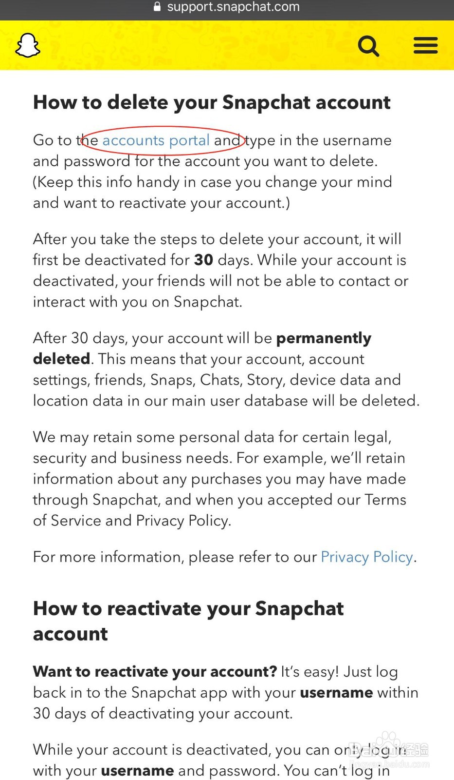 如何注销Snapchat帐号