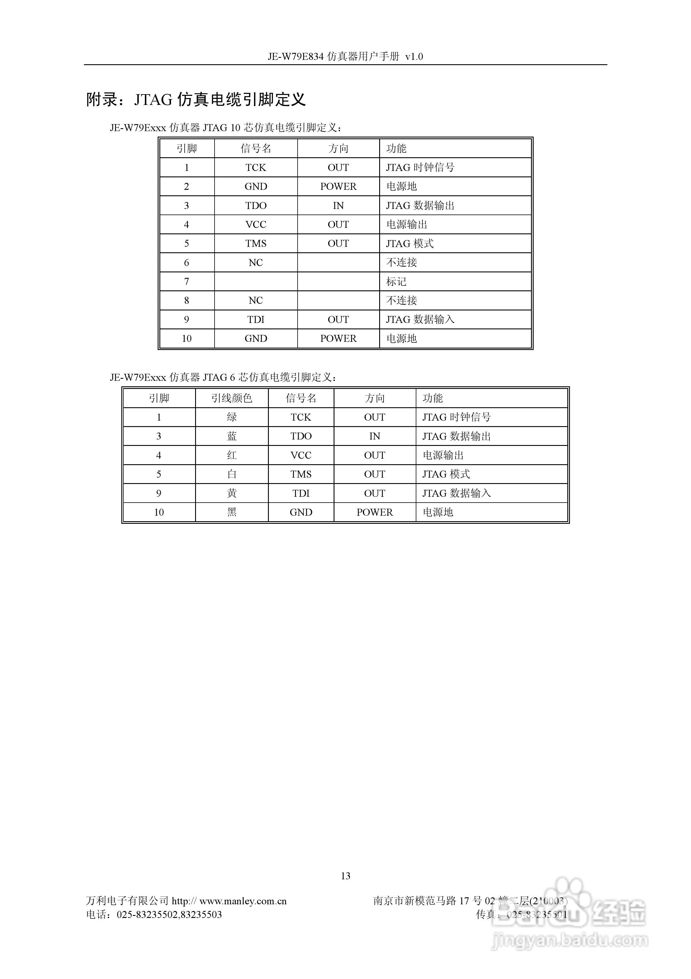 万利电子JE-W79E834仿真器用户手册