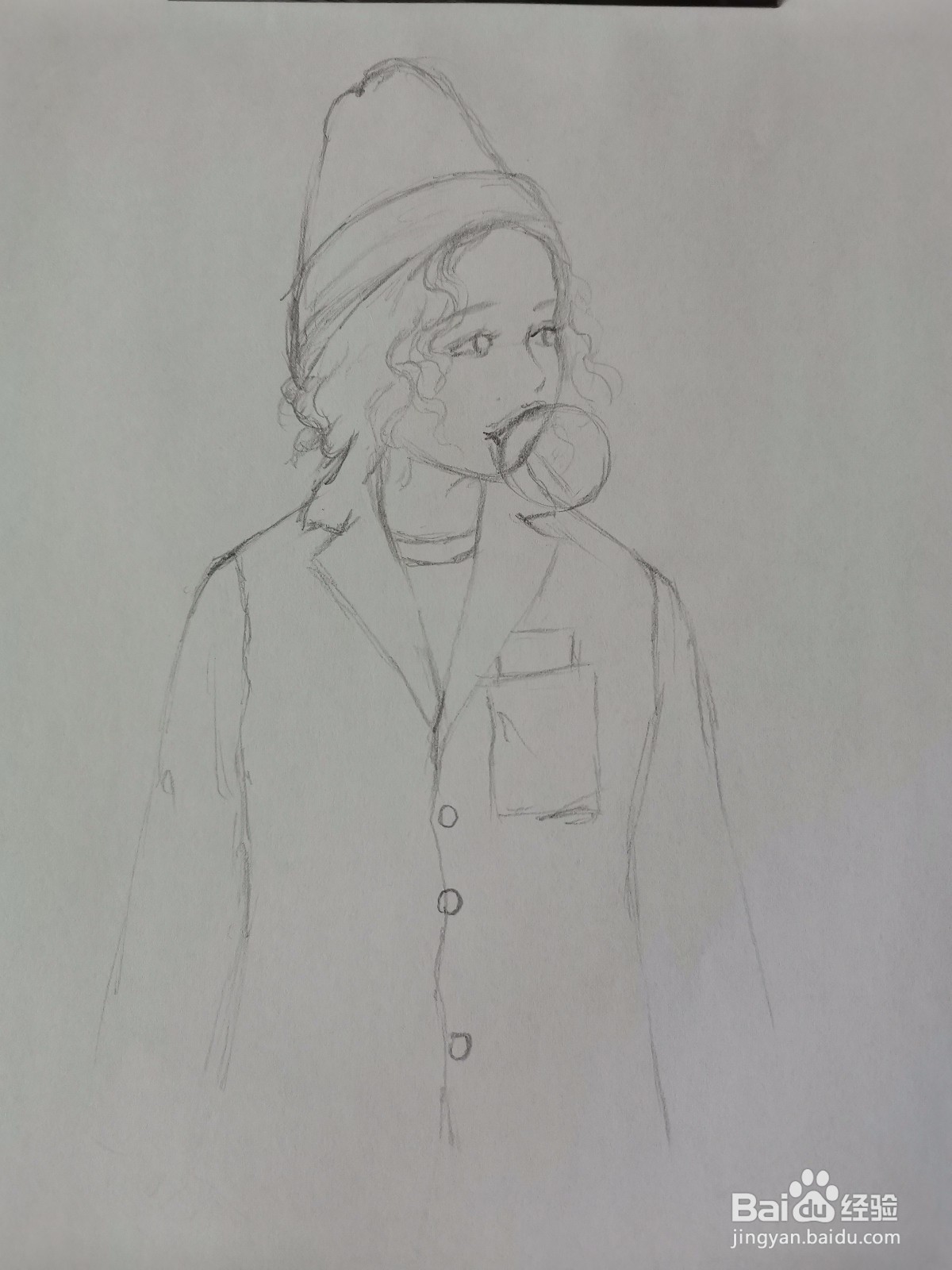 吃泡泡糖的儿童手绘速写教程