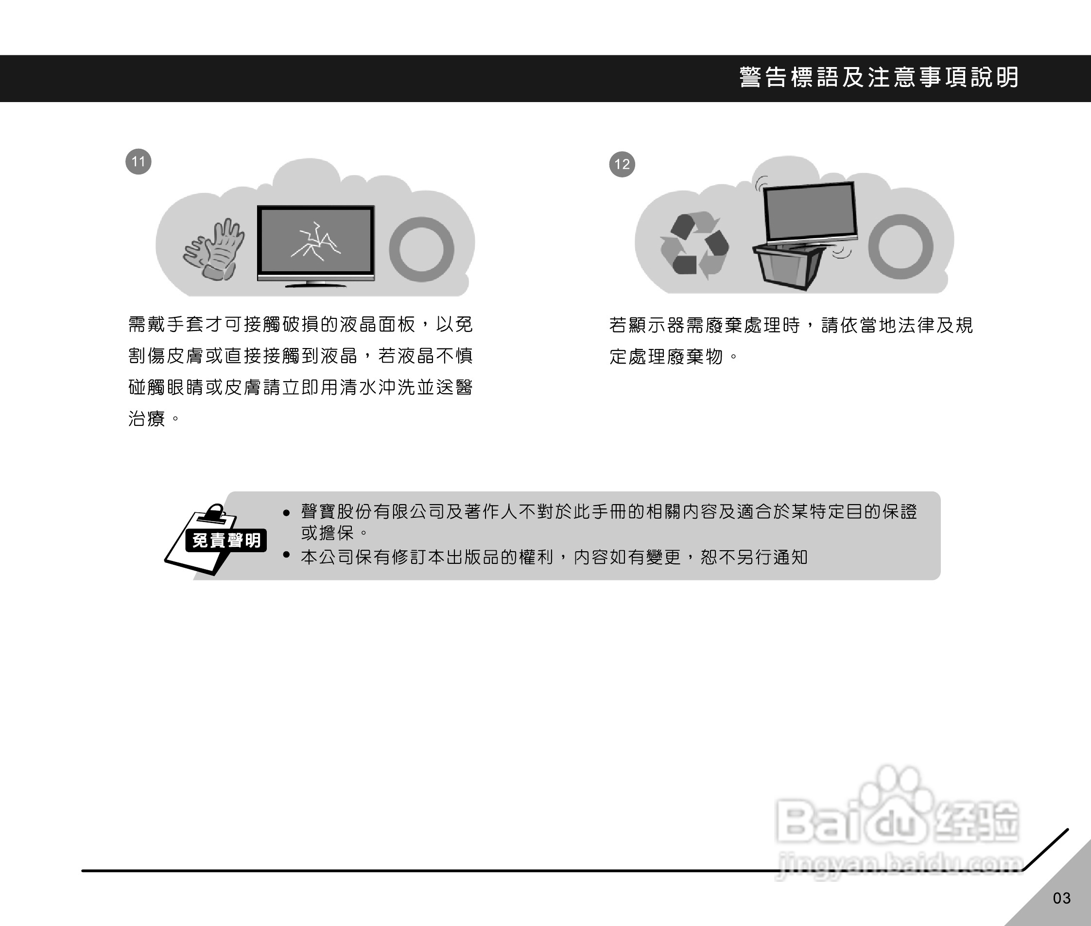 声宝LM-37HW512/42HW512型多媒体显示器说明书:[1]