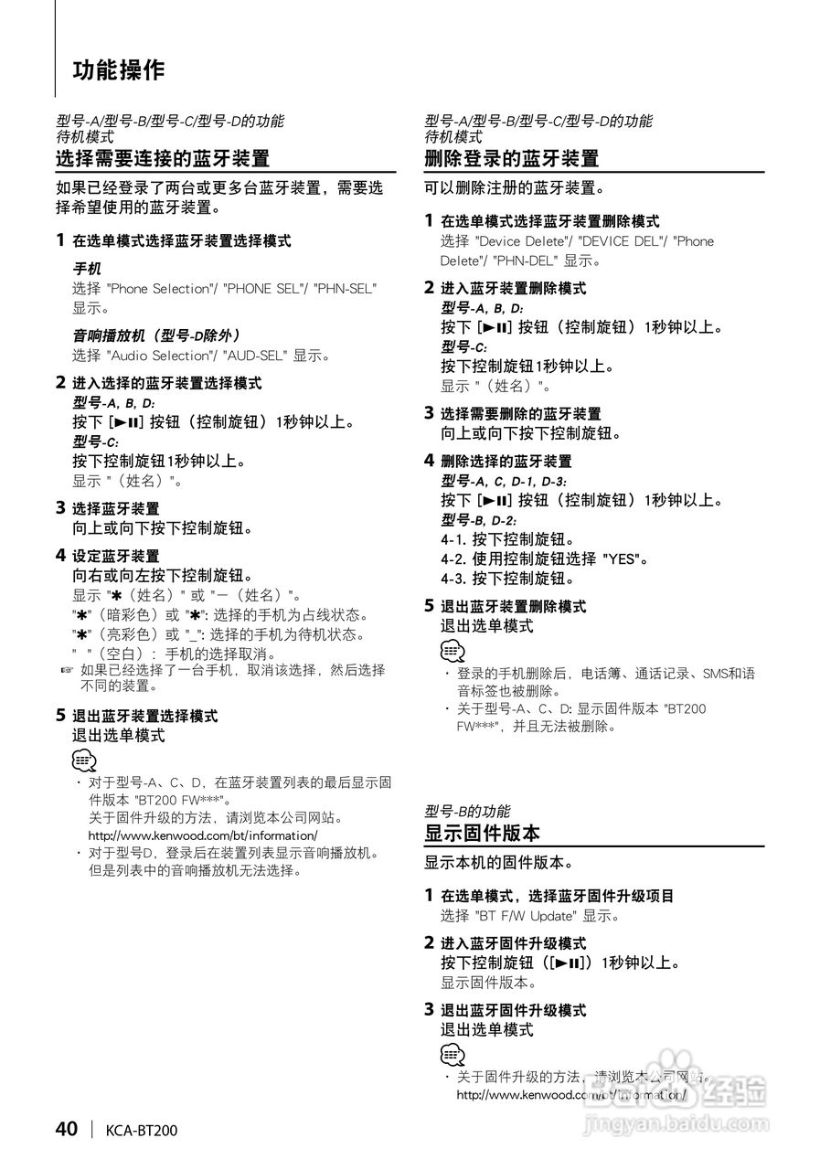 KENWOOD KCA-BT200蓝芽免提接收器使用说明书:[4]