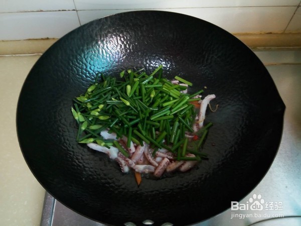 教你做韭菜苔炒鱿鱼