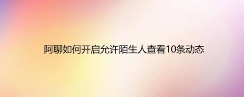 阿聊如何开启允许陌生人查看10条动态