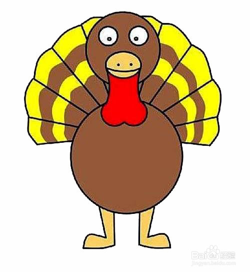 彩色火鸡的简笔画