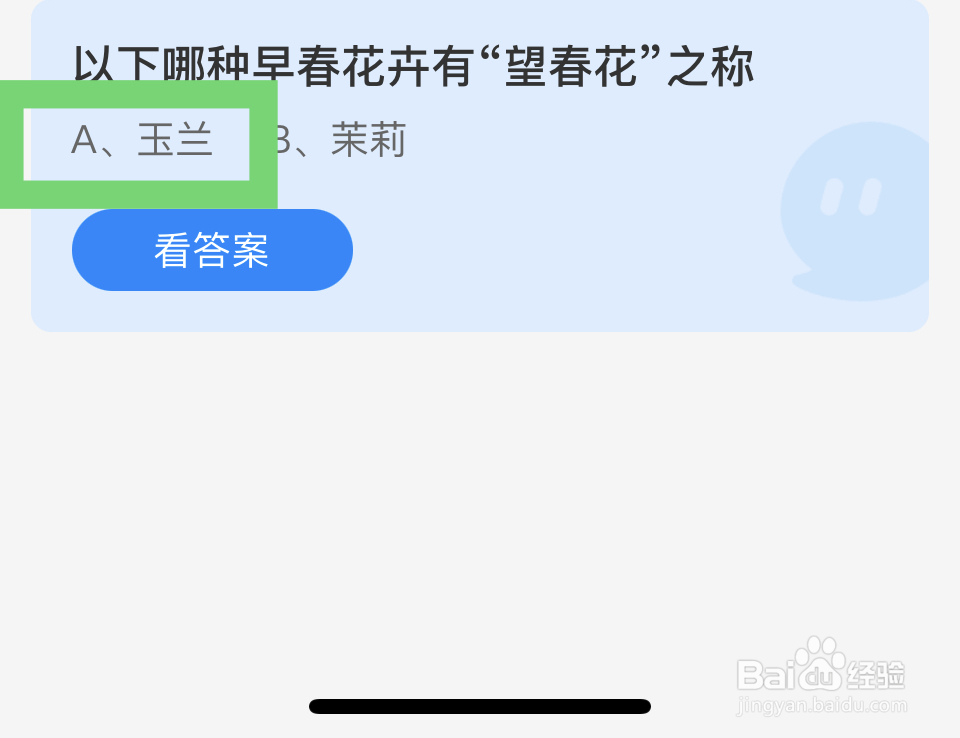 蚂蚁庄园:有“望春花”之称的花卉是