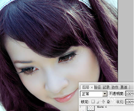 PS调出美女头像图片经典的朦胧紫色调