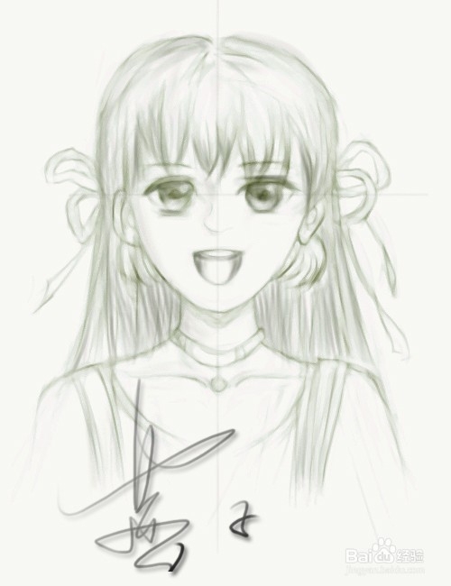 手绘板PS绘画画一条通往家的路之九：正脸画步骤