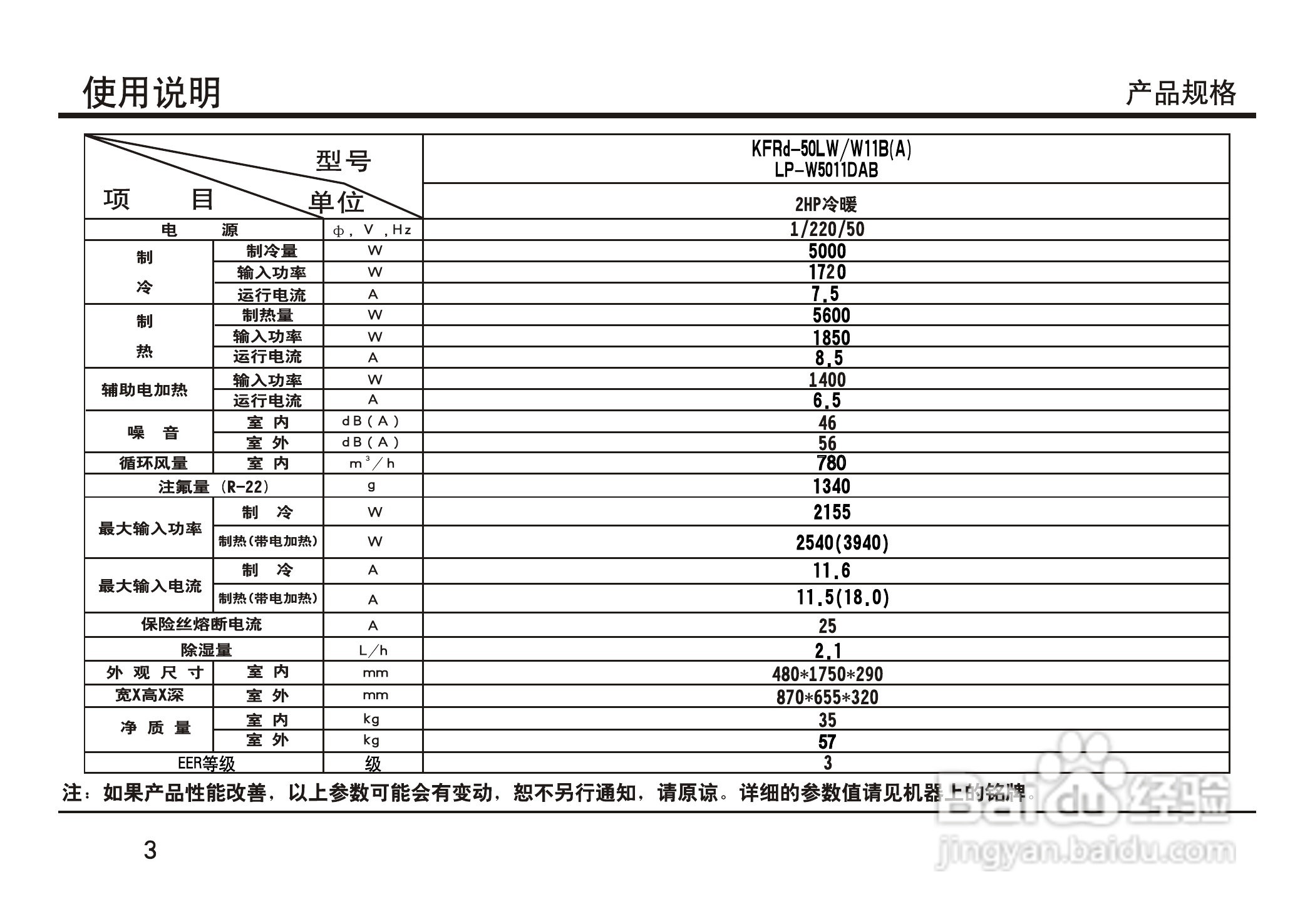 LG 分体落地式空调LP-W5011DAB使用安装手册:[1]