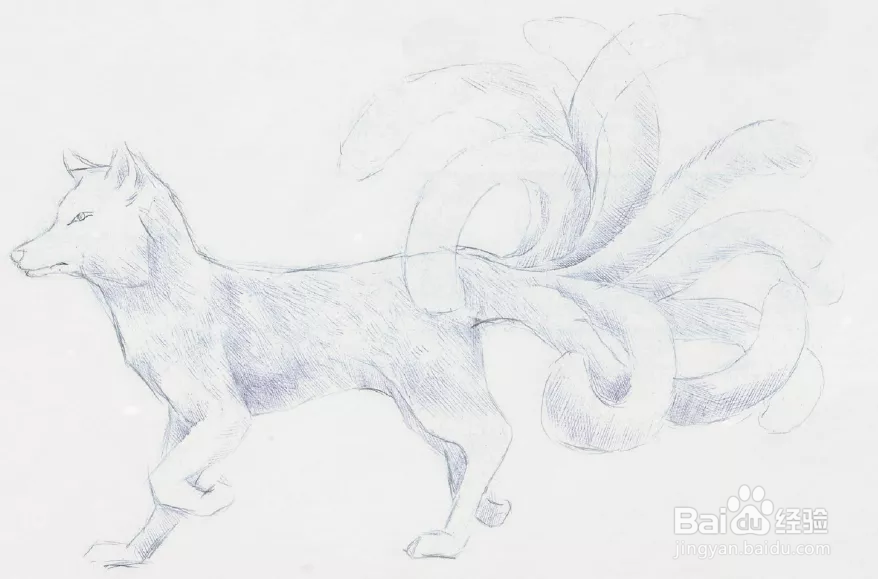 如何画一只九尾狐?