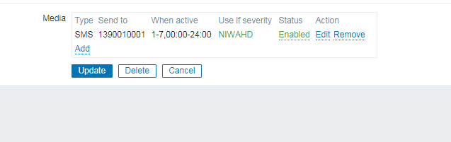 如何在zabbix中删除用户媒体？