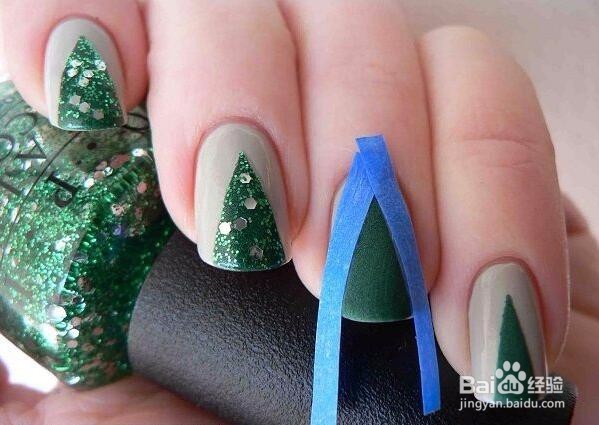 圣诞树美甲教程