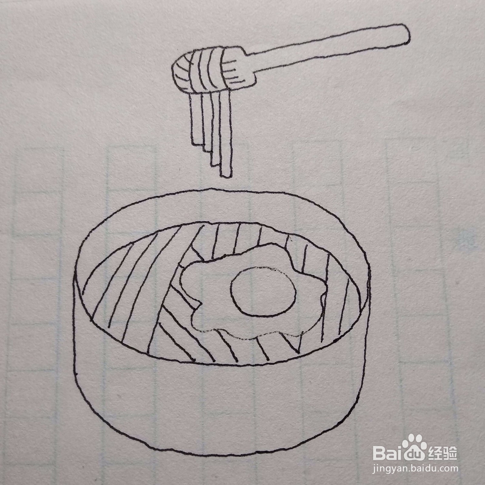 怎么画一碗热乎乎的鸡蛋煮泡面卡通儿童简笔画？