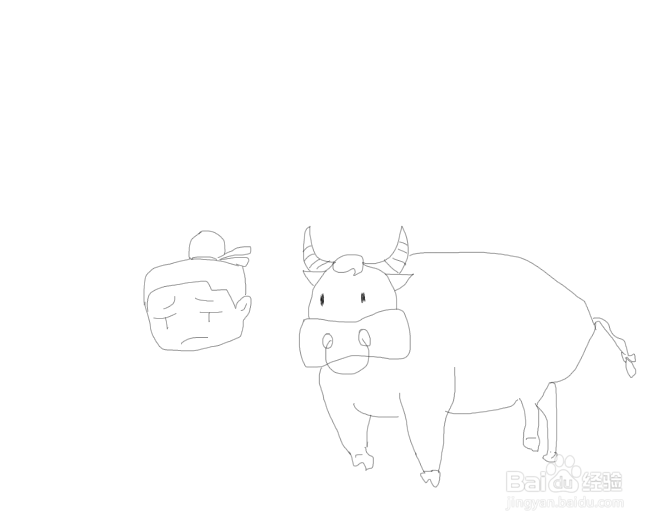 牛郎被赶出家门简笔画