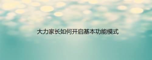 大力家长如何开启基本功能模式