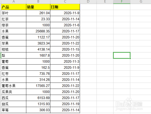 表格中給出一組數據,要求我們給發生日期是上週的數據設置背景色.