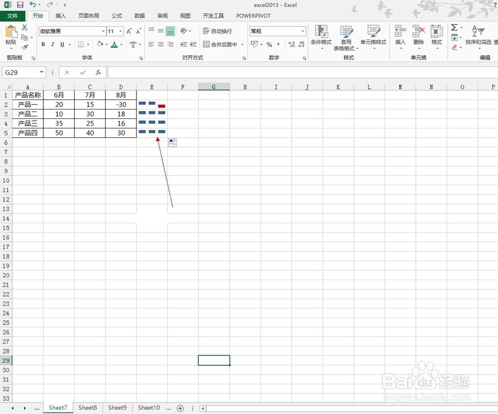 excel2013如何插入盈亏迷你图