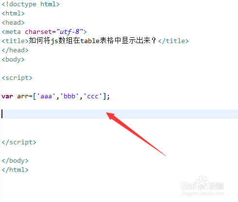 如何将js数组在table表格中显示出来？