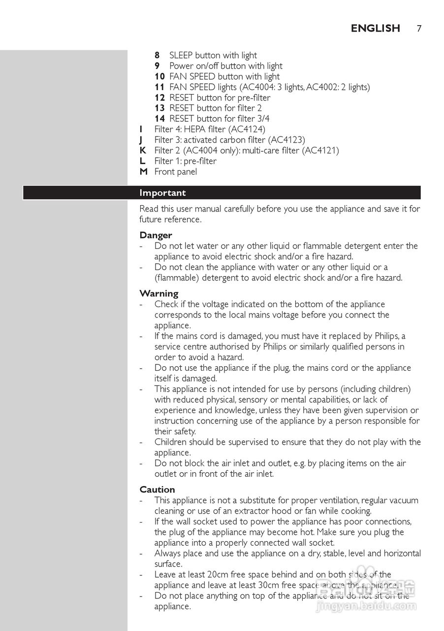 PHILIPS AC4002空气净化器使用说明书:[1]