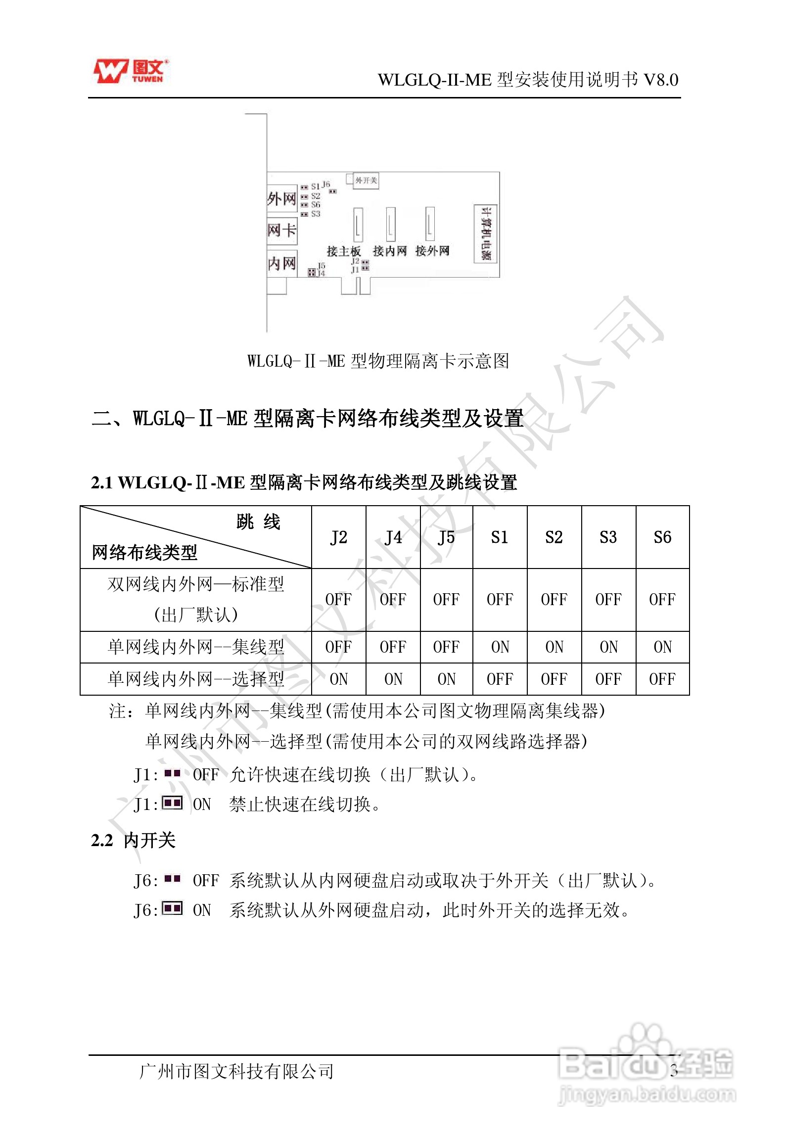 图文隔离卡WLGLQ-II-ME型说明书