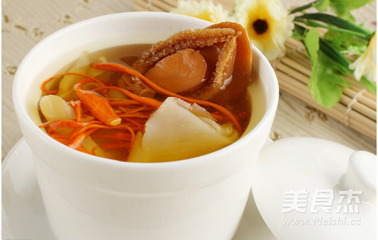 龙筵虫草食补方:冬菇虫草炖鲍参