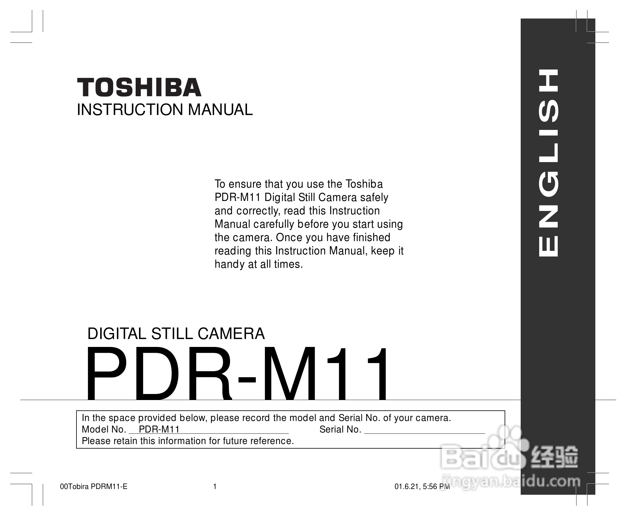 东芝PDR-M11数码相机使用说明书:[1]