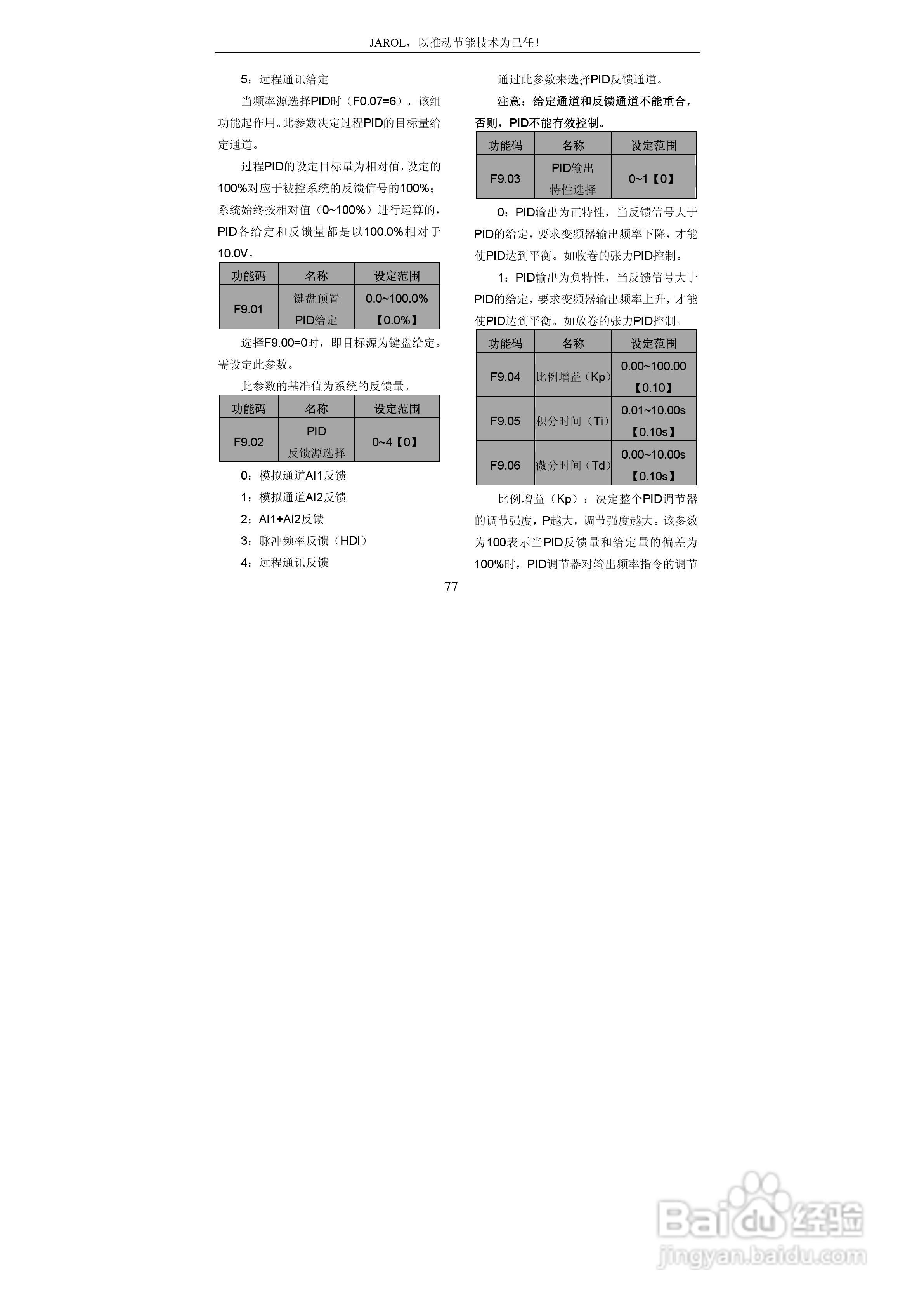 佳乐JR6000-055G/075P-4-1050变频器使用说明书:[8]
