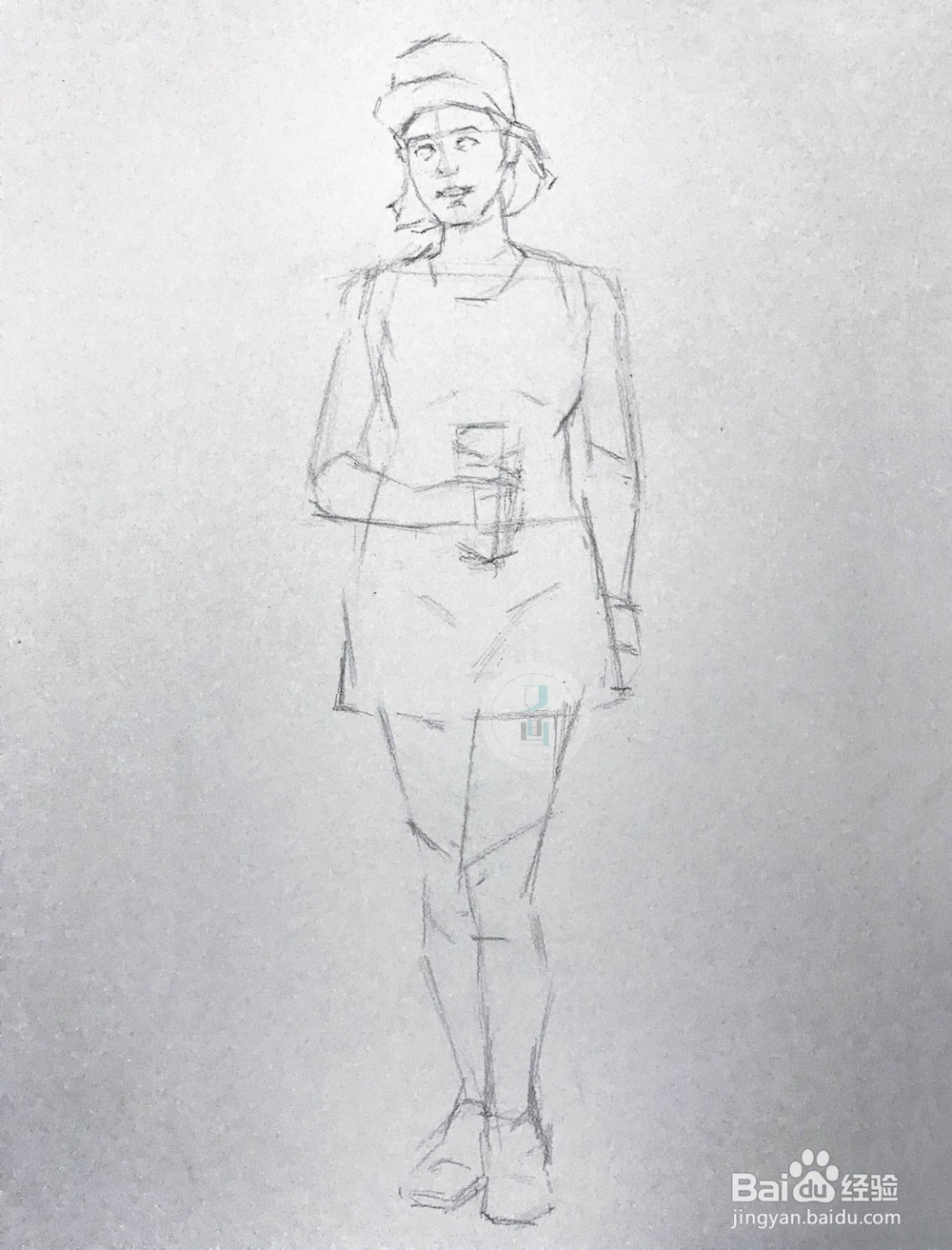 速写教程 | 正面站姿小姐姐