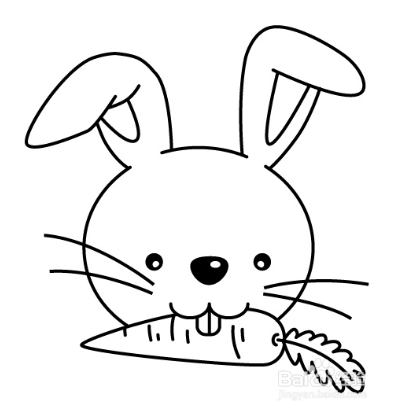 如何手工画吃萝卜的兔子简笔画？