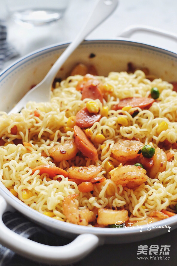 虾仁拌面的做法