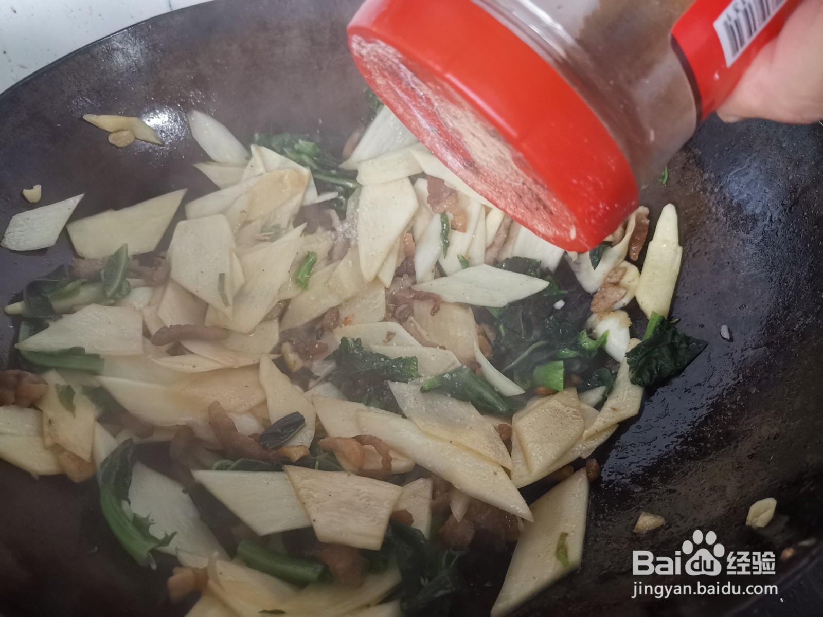 肉丝茭白炒油麦菜