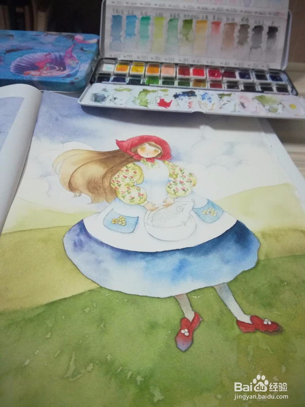 带背景的人物简单水彩画法过程