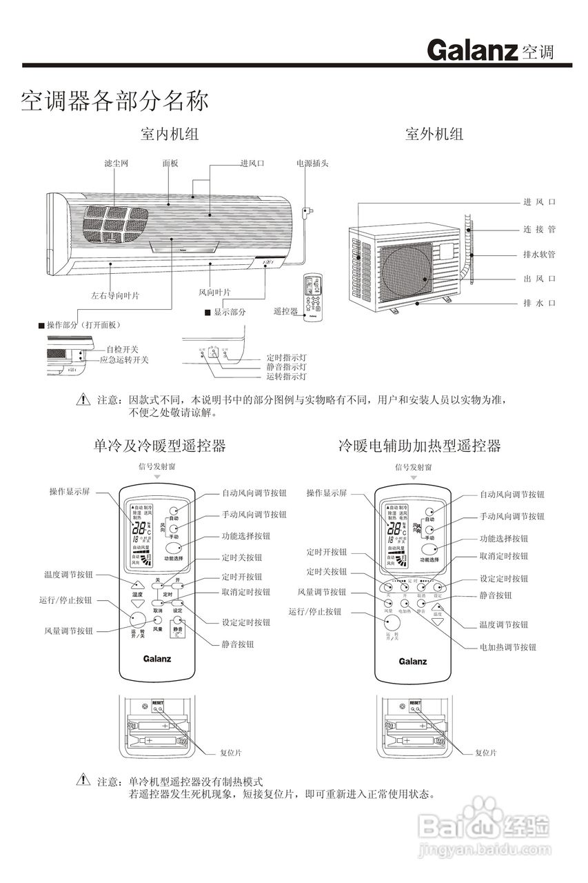 Galanz格兰仕KF-33GW/HG1分体挂壁式房间空调器使用安