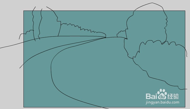 flash绘制河边卡通场景