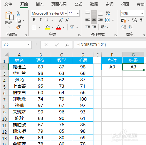 INDIRECT函数的用法