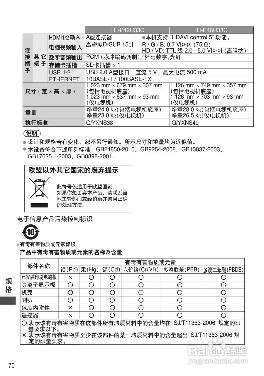 松下TH-P50C33C等离子彩电使用说明书:[7]