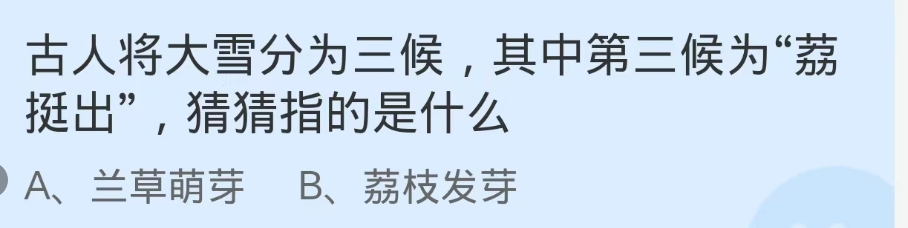 蚂蚁庄园2024.12.6：“荔挺出