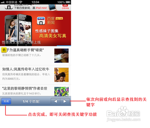 如何用iOS设备中的Safari在网页上查找关键字